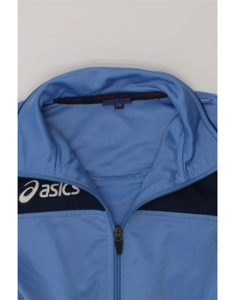 ASICS Boys Graphic Tracksuit Top Jacket 7-8 Years Blue Colourblock | Vintage Asics | Thrift | Second-Hand Asics | Used Clothing | Messina Hembry 