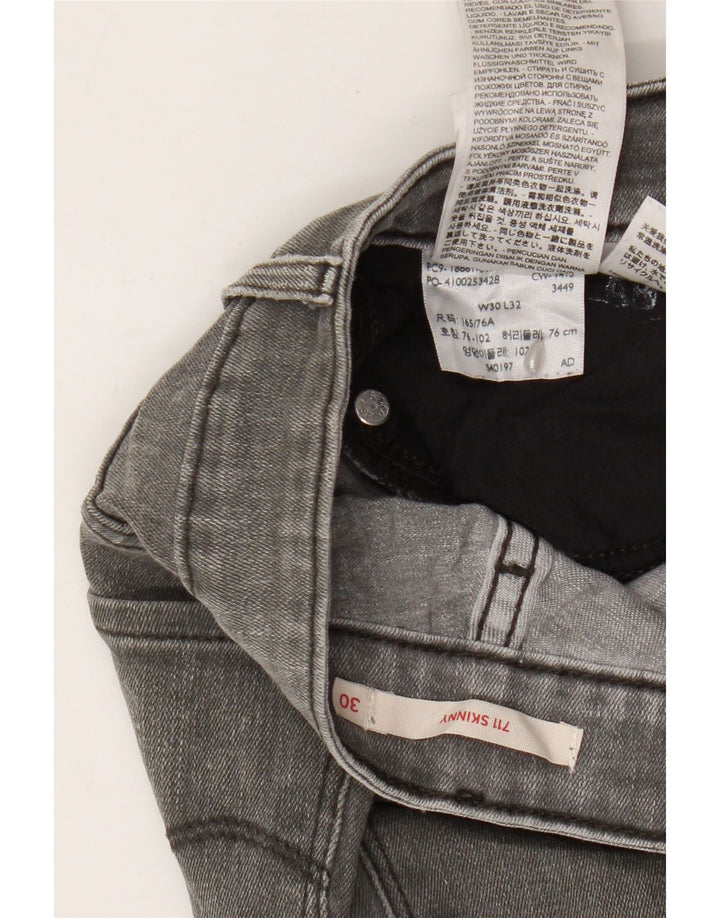 Levi's Womens 711 Skinny Jeans W30 L28 Grey Cotton