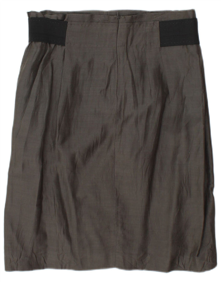 Vintage Womens Midi Skirt W30 Medium Grey Colourblock