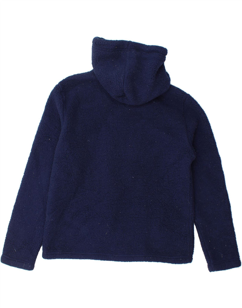 FILA Womens Graphic Hooded Fleece Jumper UK 14 Medium Navy Blue Polyester Vintage Fila and Second-Hand Fila from Messina Hembry 