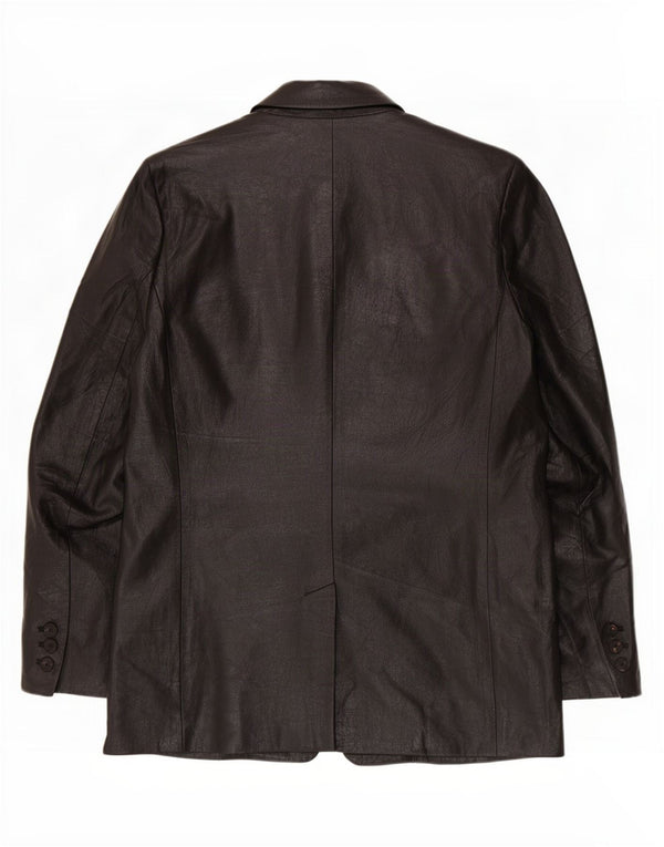 Zara Womens 1 Button Faux Leather Blazer Jacket UK 12 Medium Black