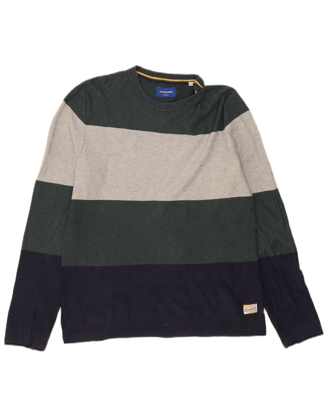 Jack & Jones Mens Top Long Sleeve Large Multicoloured Striped Cotton