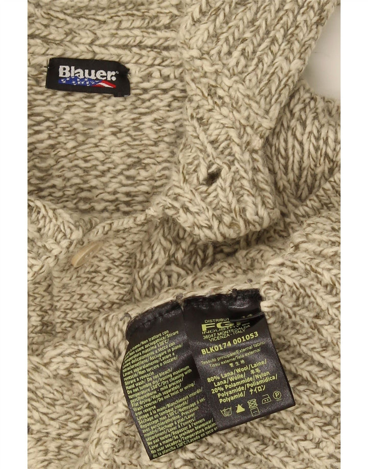Blauer Womens Cardigan Sweater UK 14 Medium Beige Wool