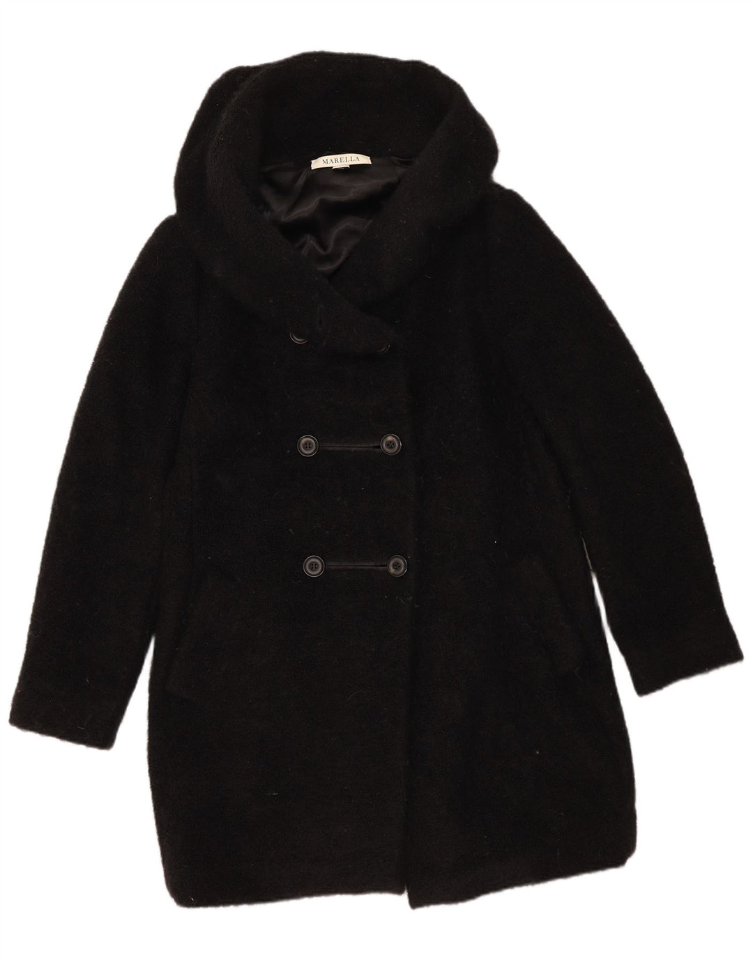 Marella Womens Overcoat UK 16 Large Black Mohair