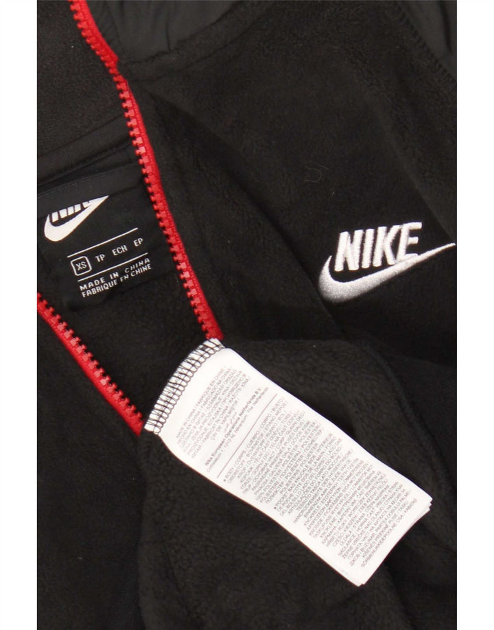 Nike Mens Zip Neck Fleece Jumper XS Black Colourblock Polyester