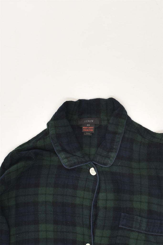 J. CREW Womens Flannel Shirt UK 6 XS Green Check Cotton | Vintage J. Crew | Thrift | Second-Hand J. Crew | Used Clothing | Messina Hembry 