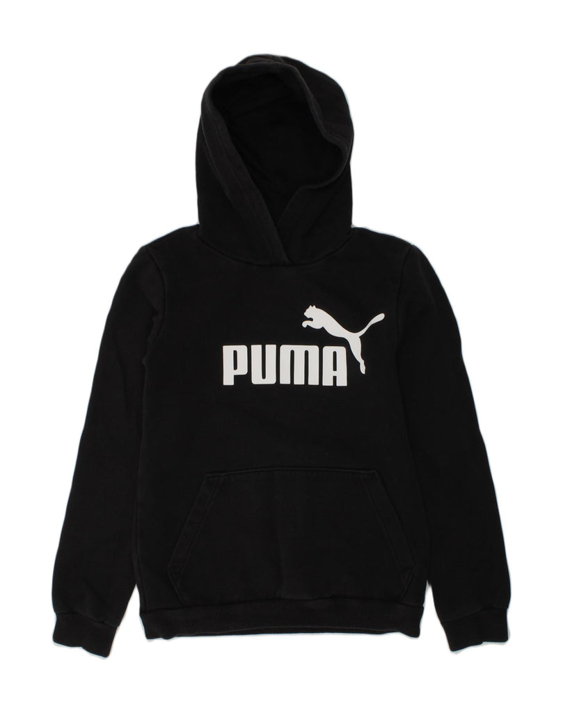 PUMA Boys Graphic Hoodie Jumper 11-12 Years Black Cotton | Vintage Puma | Thrift | Second-Hand Puma | Used Clothing | Messina Hembry 