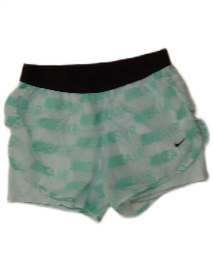 NIKE Womens Air Graphic Sport Shorts UK 12 Medium Green Polyester
