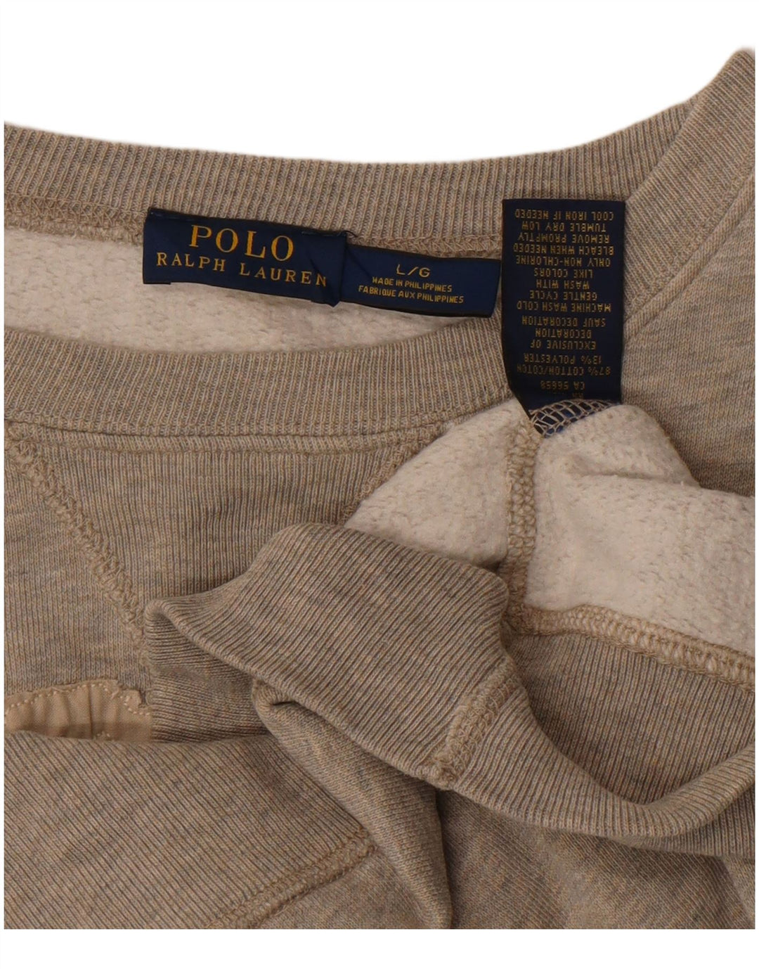 POLO RALPH LAUREN Womens Graphic Sweatshirt Jumper UK 16 Large Grey Cotton