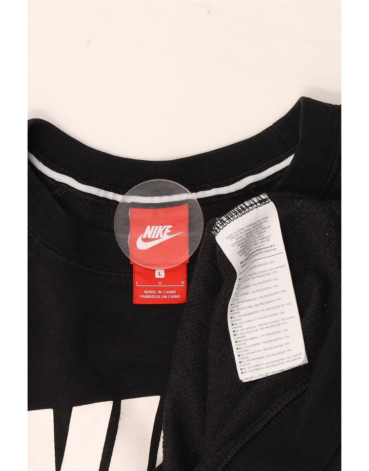 NIKE Womens Graphic Sweatshirt Jumper UK 16 Large Black Cotton