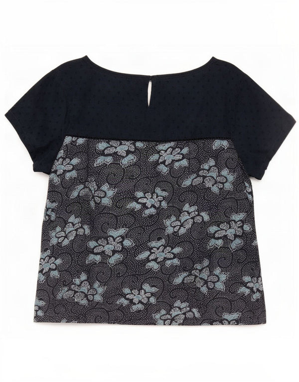 Fat Face Womens Blouse Top UK 18 XL Navy Blue Floral Cotton