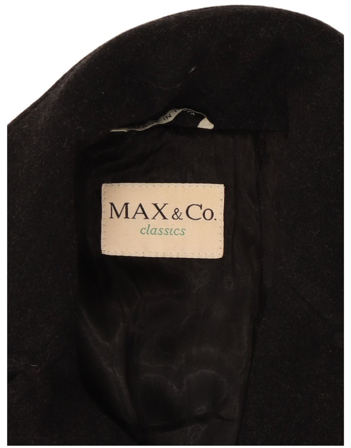 Max & Co. Womens Oversized Double Breasted Coat UK 10 Small Black Wool