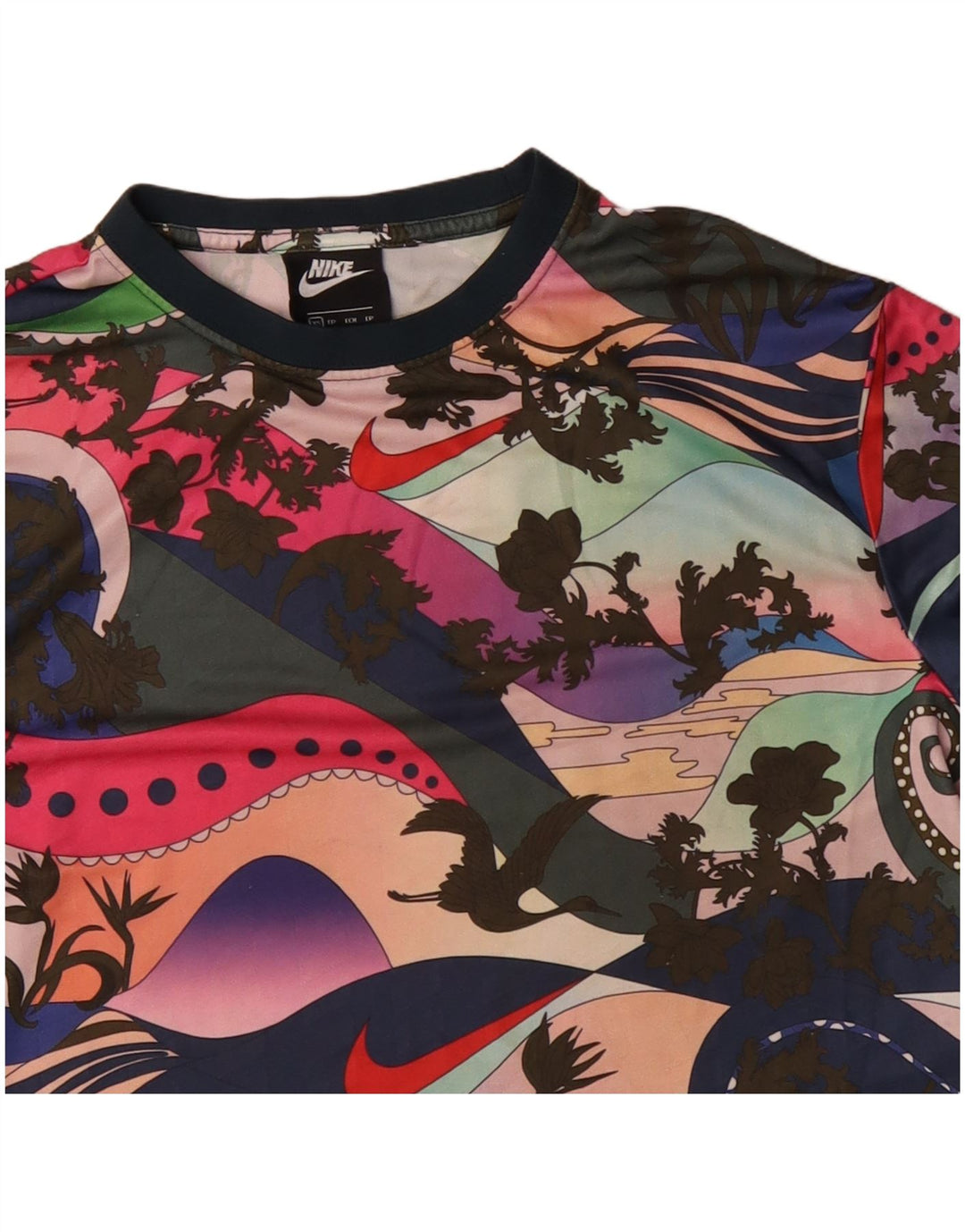 NIKE Womens Crop Graphic T-Shirt Top UK 6 XS Multicoloured Floral