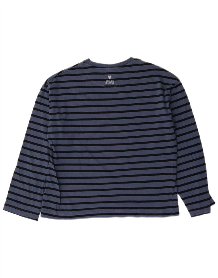 Zara Boys Top Long Sleeve 13-14 Years Blue Striped Cotton