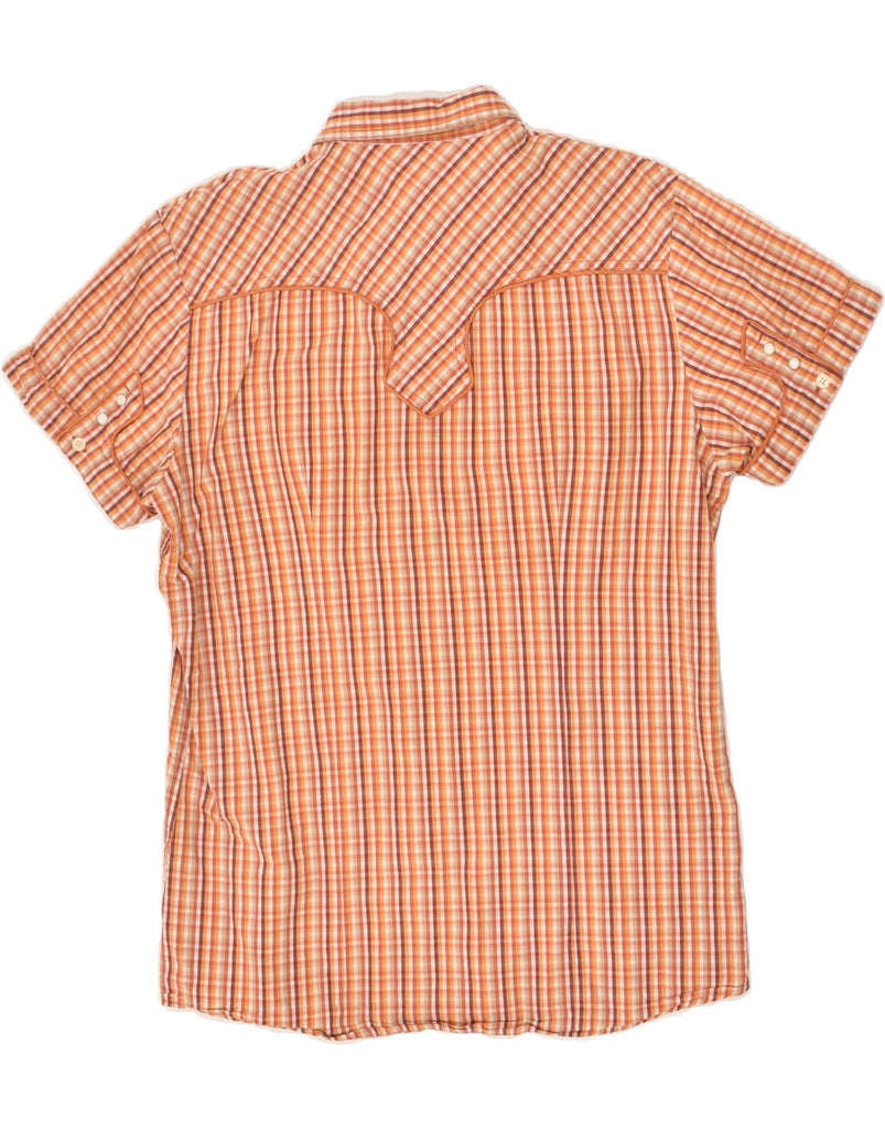 LEE Mens Short Sleeve Shirt Large Orange Check Cotton | Vintage Lee | Thrift | Second-Hand Lee | Used Clothing | Messina Hembry 