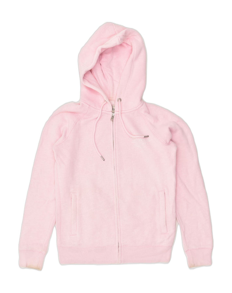 JACK WILLS Womens Zip Hoodie Sweater UK 10 Small Pink Cotton | Vintage Jack Wills | Thrift | Second-Hand Jack Wills | Used Clothing | Messina Hembry 