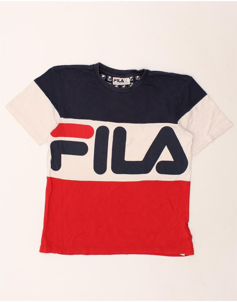 FILA Mens Graphic T-Shirt Top IT 50 Medium Red Colourblock | Vintage Fila | Thrift | Second-Hand Fila | Used Clothing | Messina Hembry 