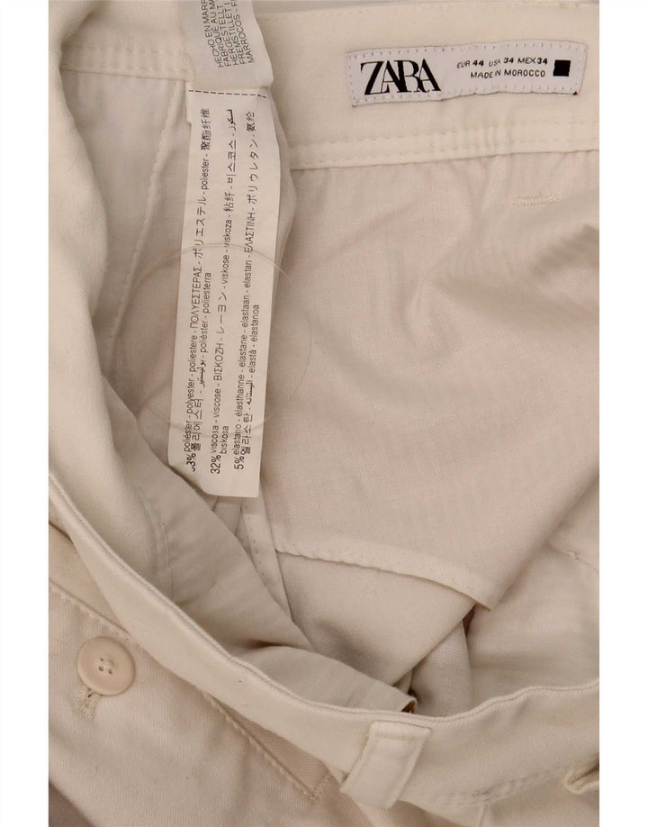 Zara Mens Slim Chino Trousers EU 44 Large W34 L30 White Polyester