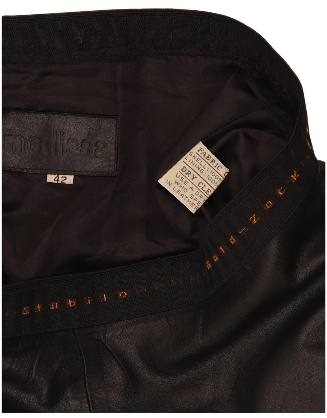 Vintage Womens Graphic Leather Skirt IT 42 Medium W34  Black Leather