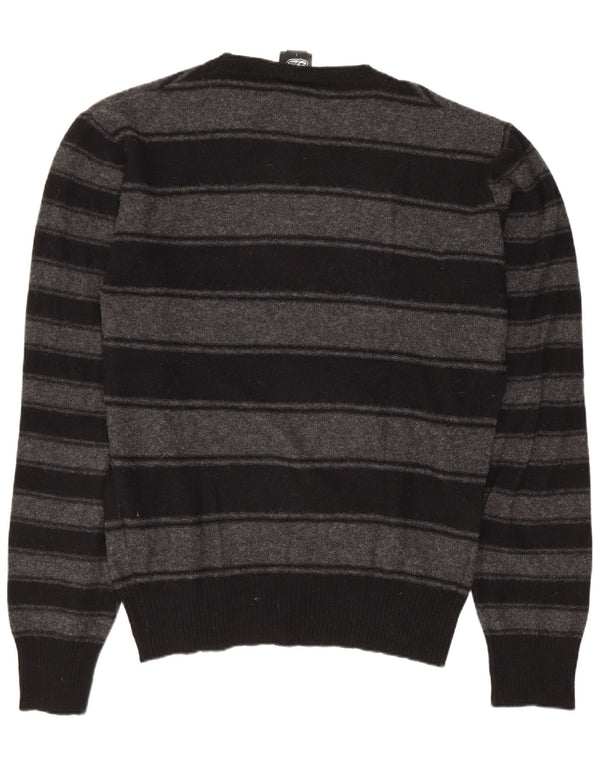 Diesel Mens 55DSL Graphic Crew Neck Jumper Sweater Large Grey Striped Wool