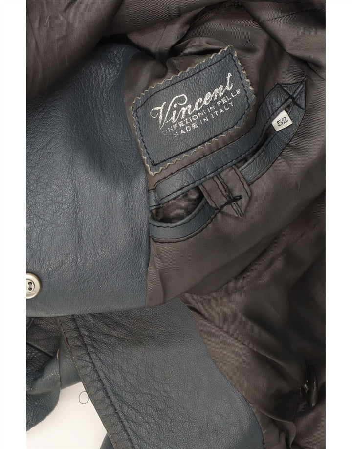 Vincent Womens Leather Jacket IT 52 2XL Blue Leather