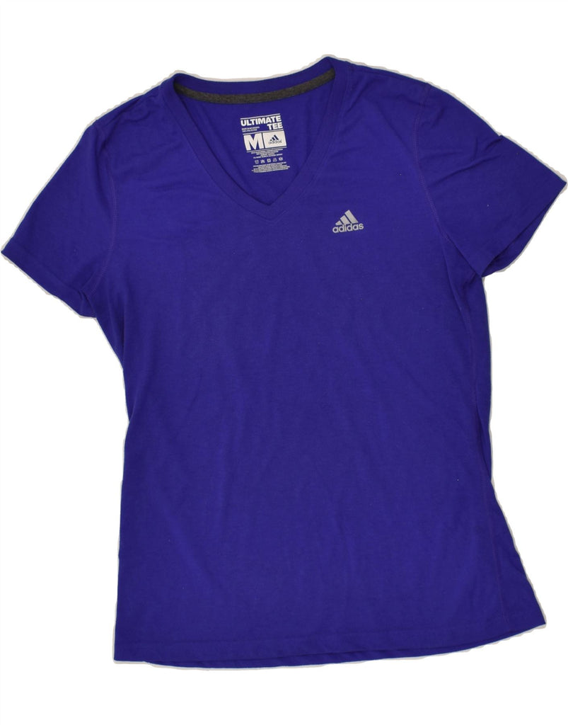 ADIDAS Womens T-Shirt Top UK 12 Medium Blue Polyester | Vintage Adidas | Thrift | Second-Hand Adidas | Used Clothing | Messina Hembry 