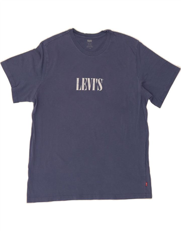LEVI'S Mens Relaxed Fit Graphic T-Shirt Top Large Blue Cotton Vintage Levi's and Second-Hand Levi's from Messina Hembry 