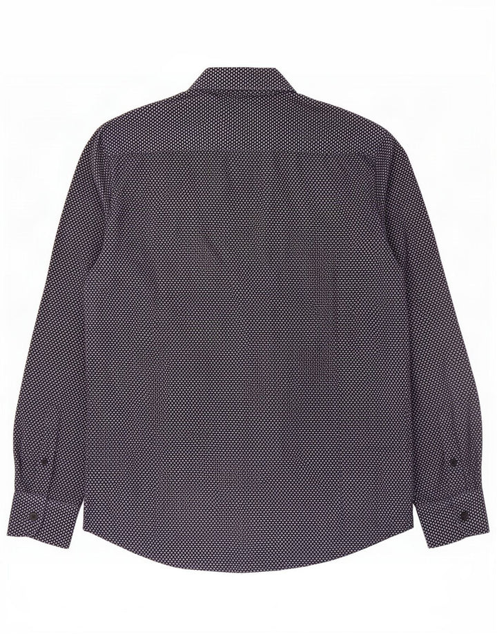Massimo Dutti Mens Shirt Medium Navy Blue Geometric