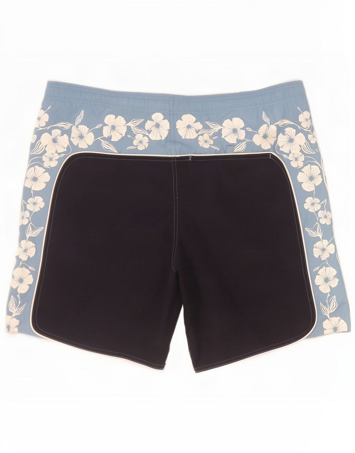Marks & Spencer Mens Swimming Shorts Medium Navy Blue Floral Polyester