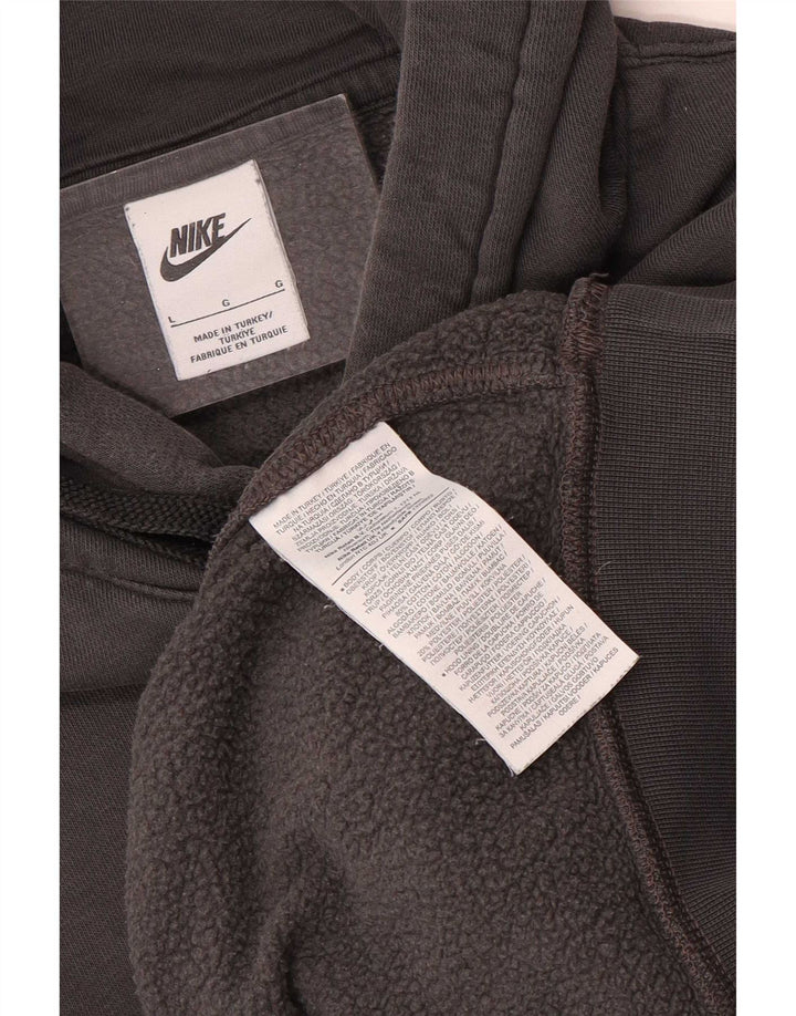 Nike Mens Graphic Hoodie Jumper Large Grey Cotton