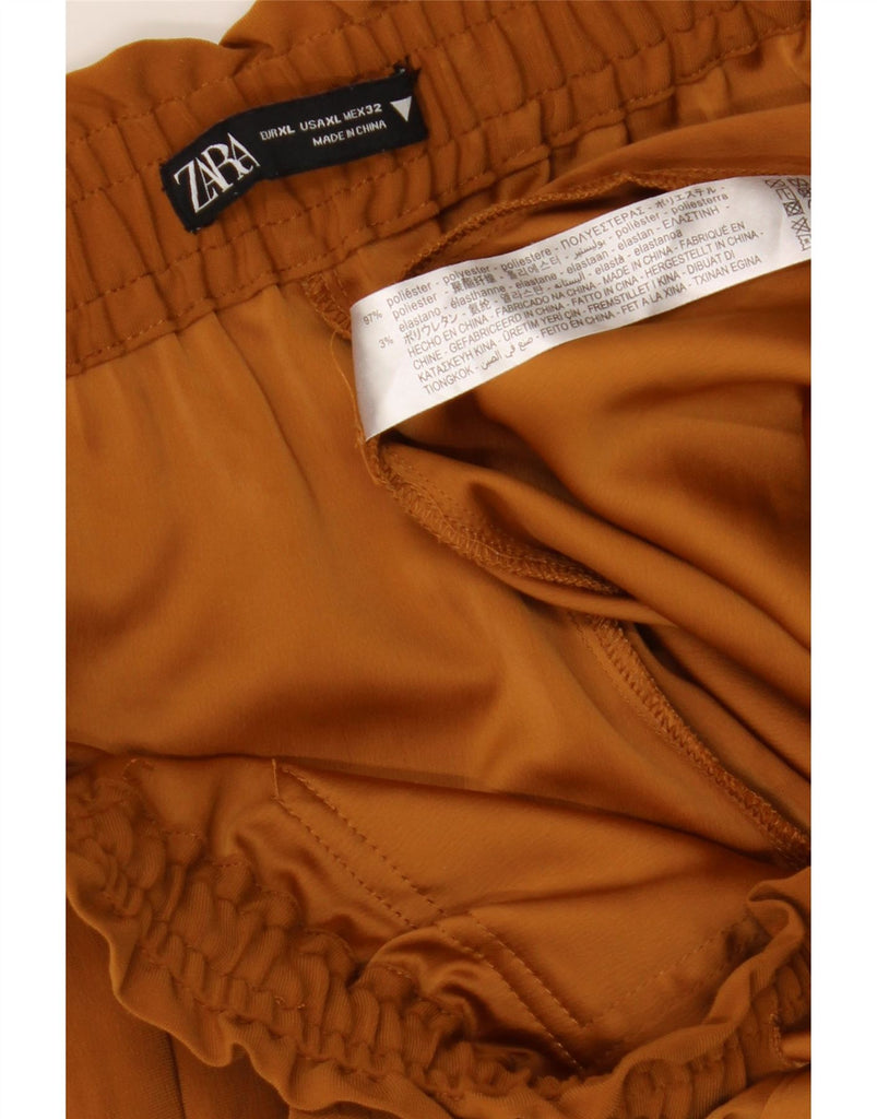 ZARA Womens Tapered Capri Trousers XL W36 L24 Brown Polyester Vintage Zara and Second-Hand Zara from Messina Hembry 