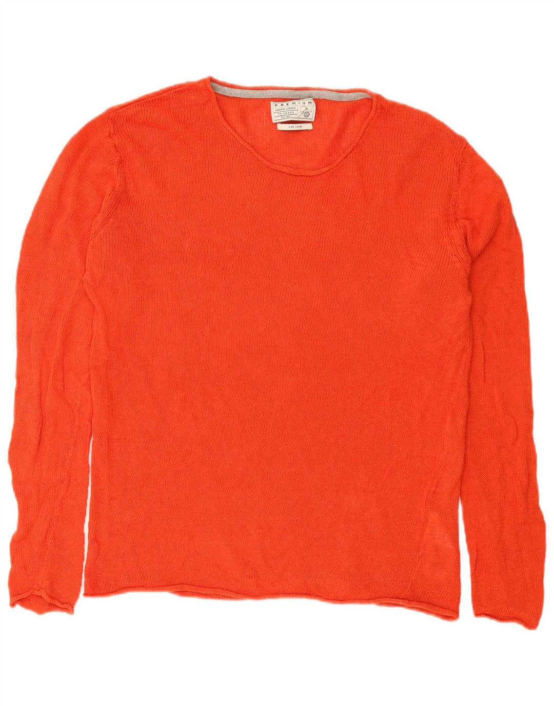Jack & Jones Mens Crew Neck Jumper Sweater Large Orange Linen