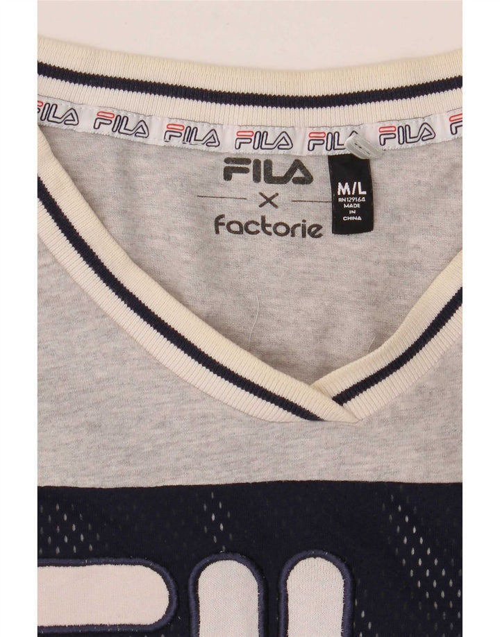Fila Mens Graphic T-Shirt Top Large Grey Colourblock