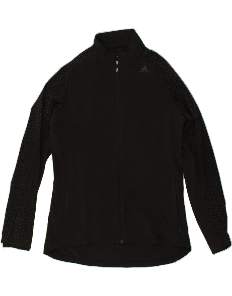 ADIDAS Womens Tracksuit Top Jacket UK 16/18 Large Black Spotted Polyester | Vintage Adidas | Thrift | Second-Hand Adidas | Used Clothing | Messina Hembry 