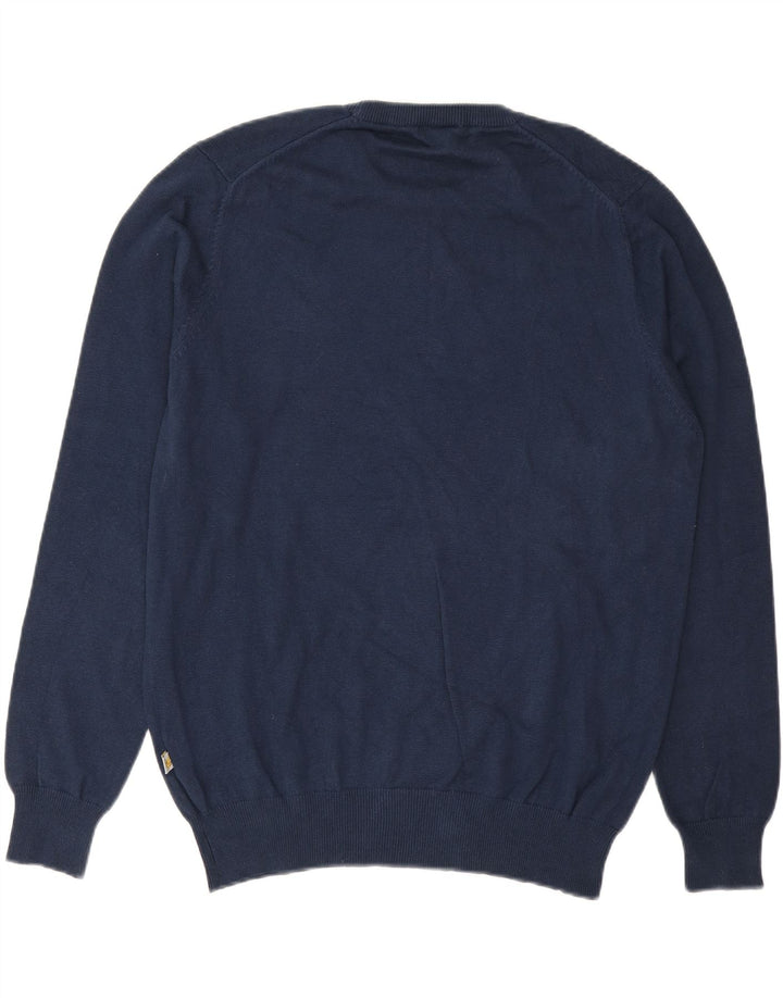 LYLE & SCOTT Mens Crew Neck Jumper Sweater Large Navy Blue Cotton Vintage Lyle & Scott and Second-Hand Lyle & Scott from Messina Hembry 