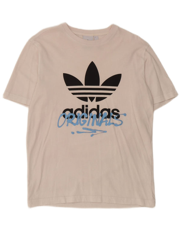 Adidas Mens Graphic T-Shirt Top Small White Cotton