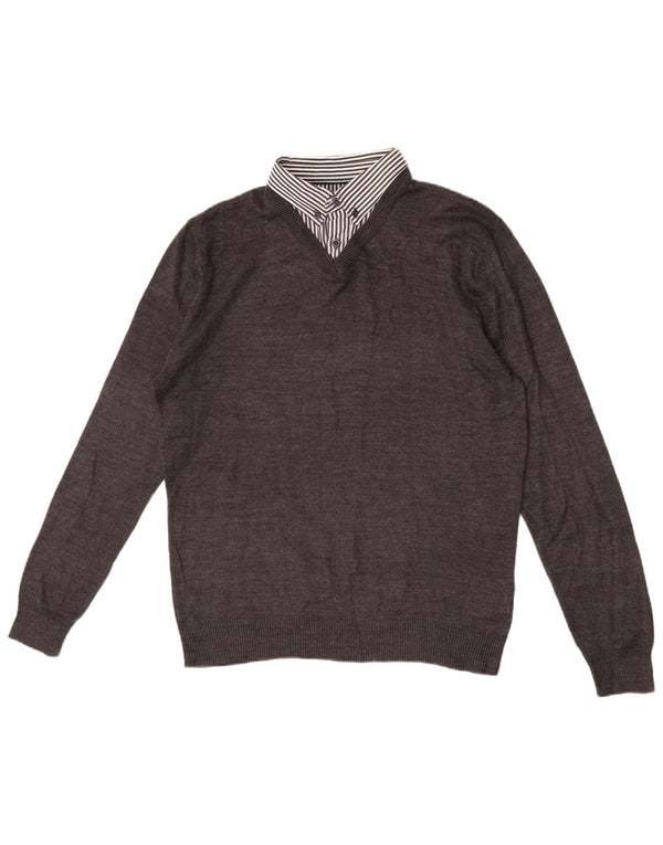 Pierre Cardin Mens Polo Neck Jumper Sweater Small Grey Acrylic