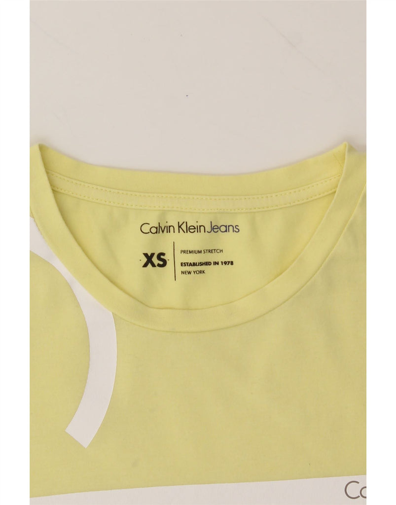 CALVIN KLEIN JEANS Mens Graphic T-Shirt Top XS Yellow Cotton Vintage Calvin Klein Jeans and Second-Hand Calvin Klein Jeans from Messina Hembry 