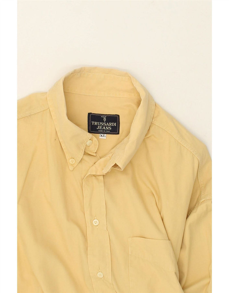 TRUSSARDI JEANS Mens Shirt XL Yellow Cotton Vintage Trussardi Jeans and Second-Hand Trussardi Jeans from Messina Hembry 