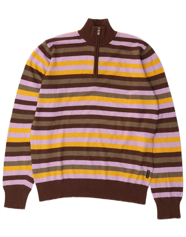 Sergio Tacchini Mens Zip Neck Jumper Sweater Large Multicoloured Striped