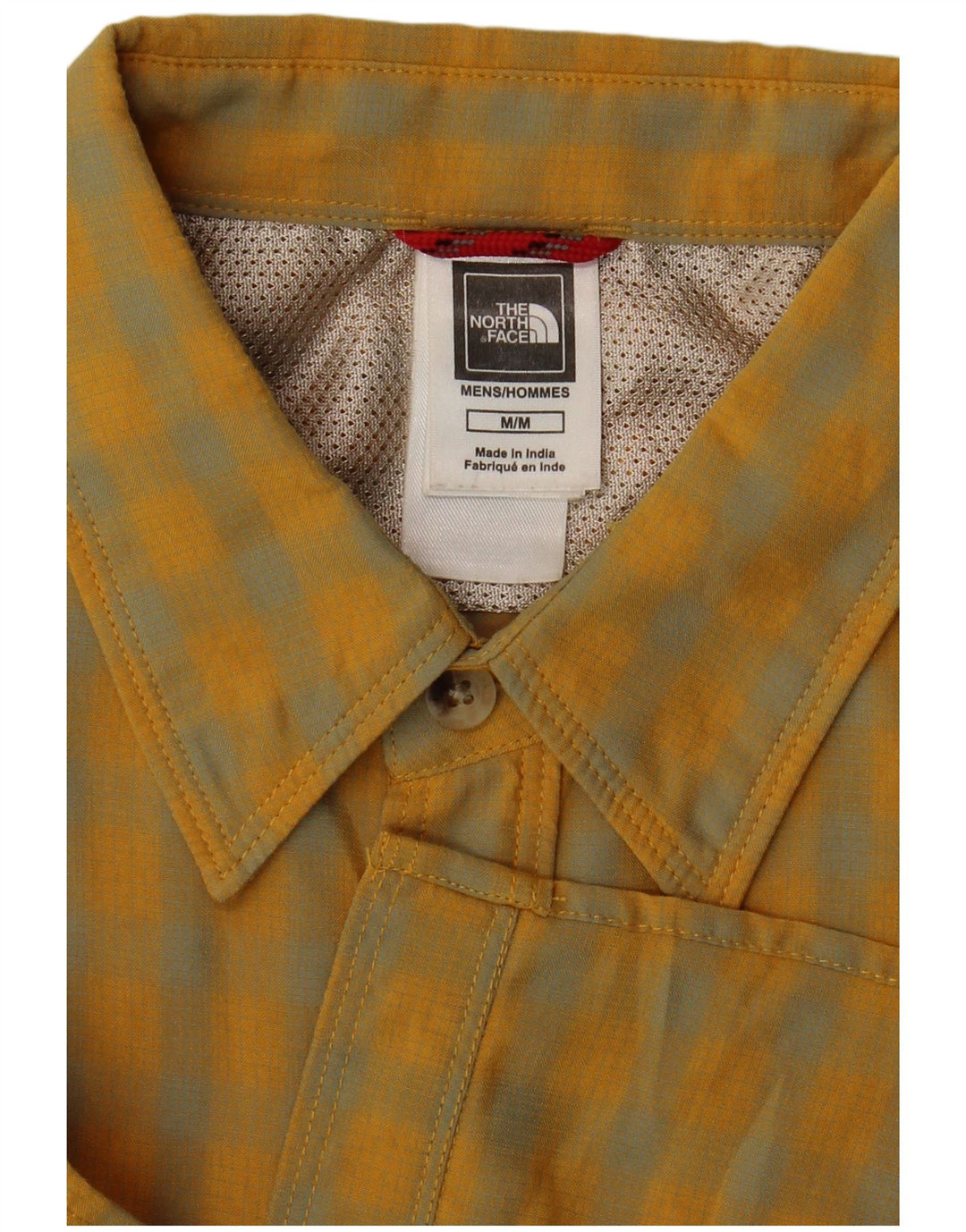 The North Face Mens Short Sleeve Shirt Medium Yellow Check Modal