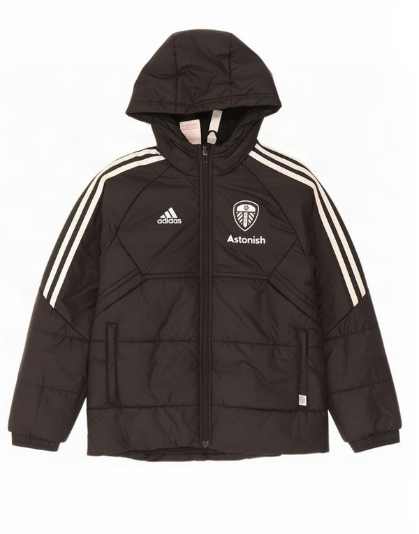 Adidas Boys Graphic Hooded Padded Jacket 9-10 Years Black Polyester