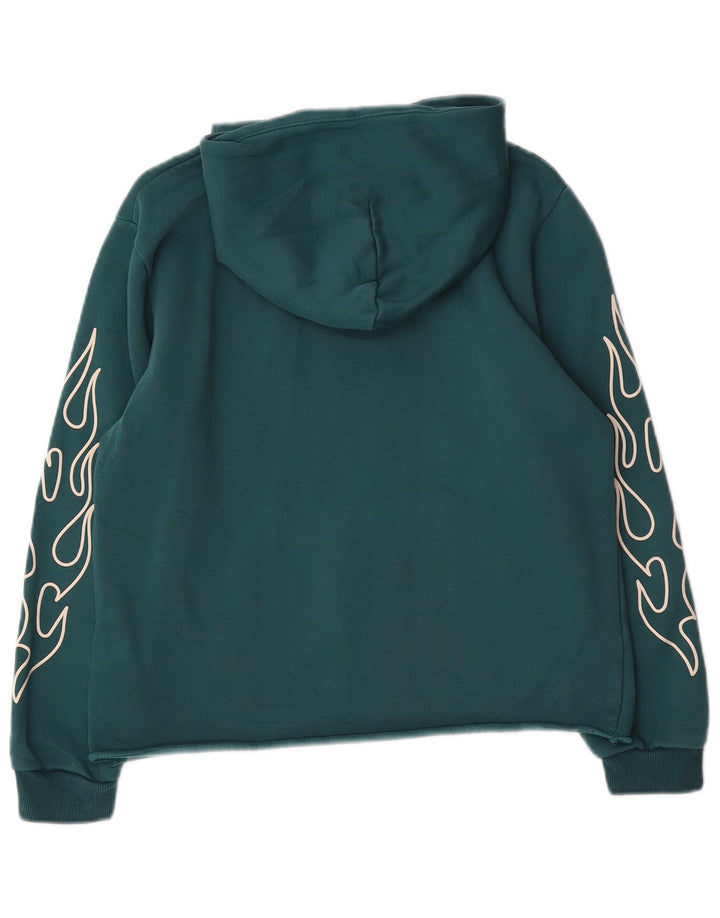 PUMA Girls Loose Fit Graphic Hoodie Jumper 13-14 Years Green Cotton
