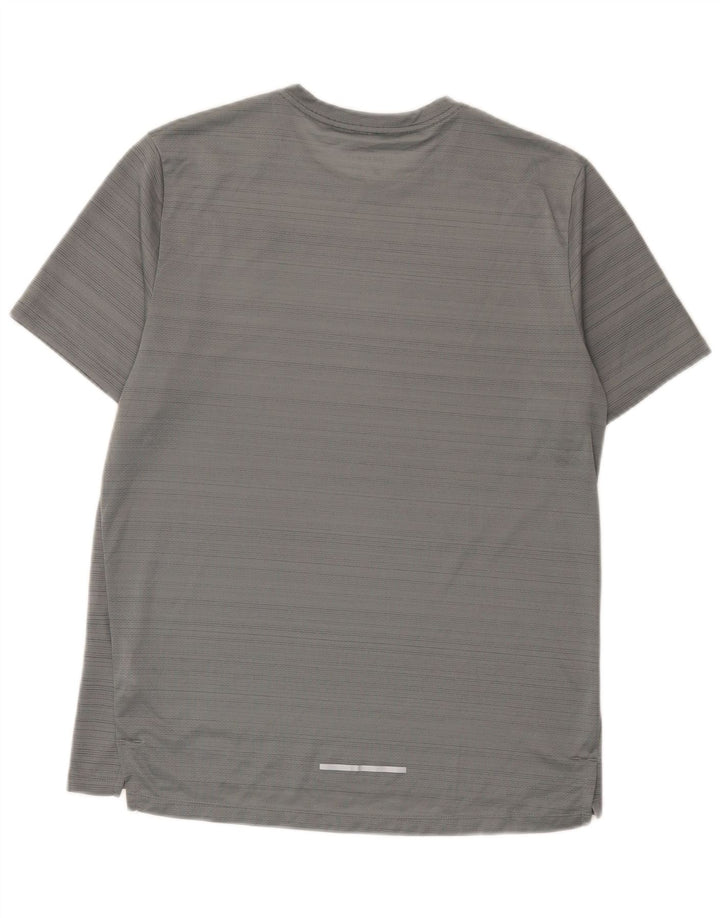 Nike Mens Dri Fit T-Shirt Top Medium Grey Pinstripe Polyester