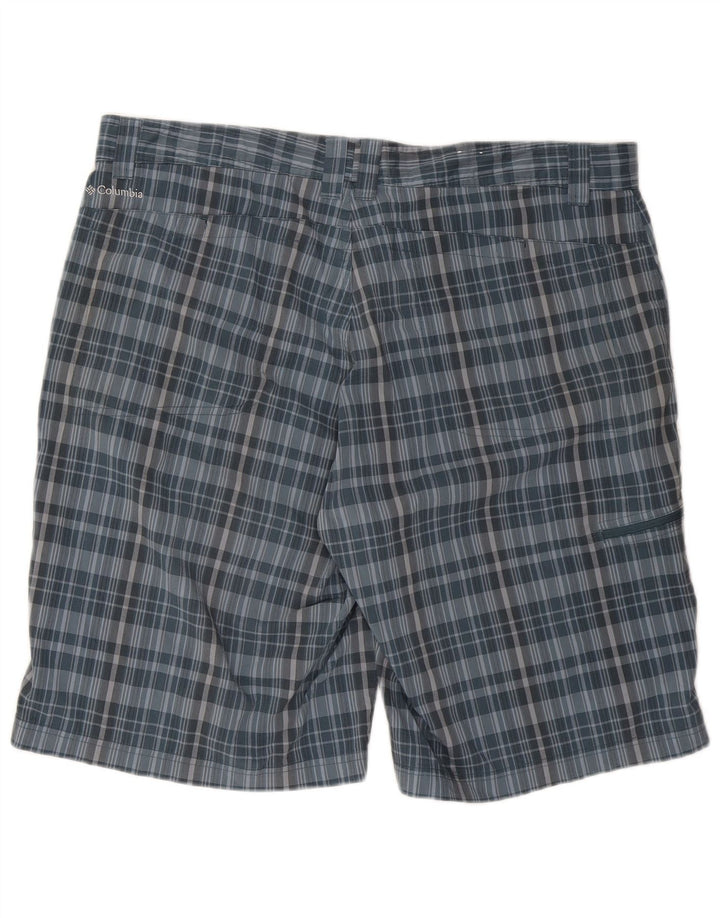Columbia Mens Cargo Shorts W40 XL Blue Check Polyester