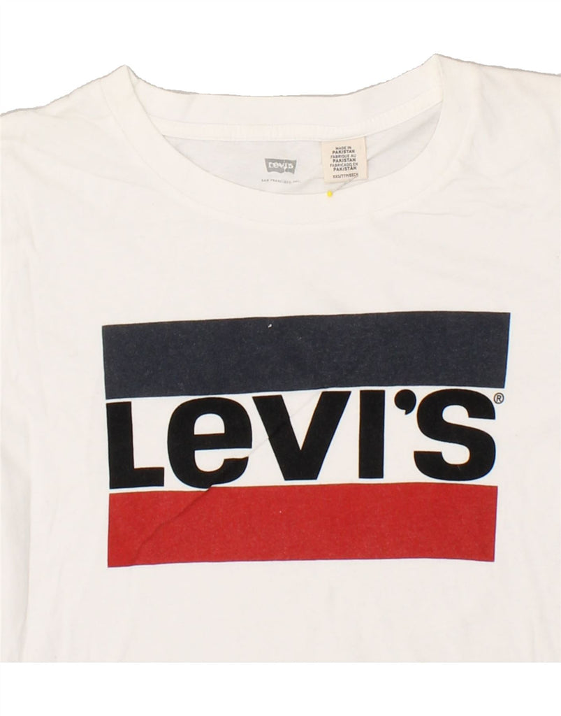 LEVI'S Womens Graphic T-Shirt Top UK 2 2XS White | Vintage Levi's | Thrift | Second-Hand Levi's | Used Clothing | Messina Hembry 