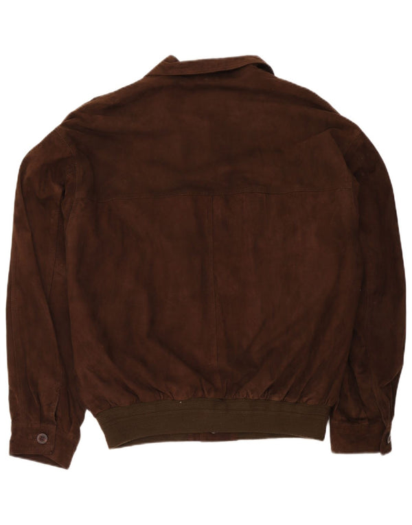 Vintage Mens Suede Bomber Jacket IT 56 2XL Brown Leather