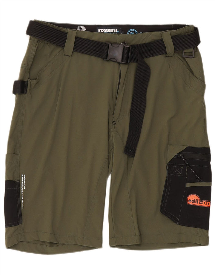 Vintage Mens Graphic Cargo Shorts Large W34  Khaki Colourblock