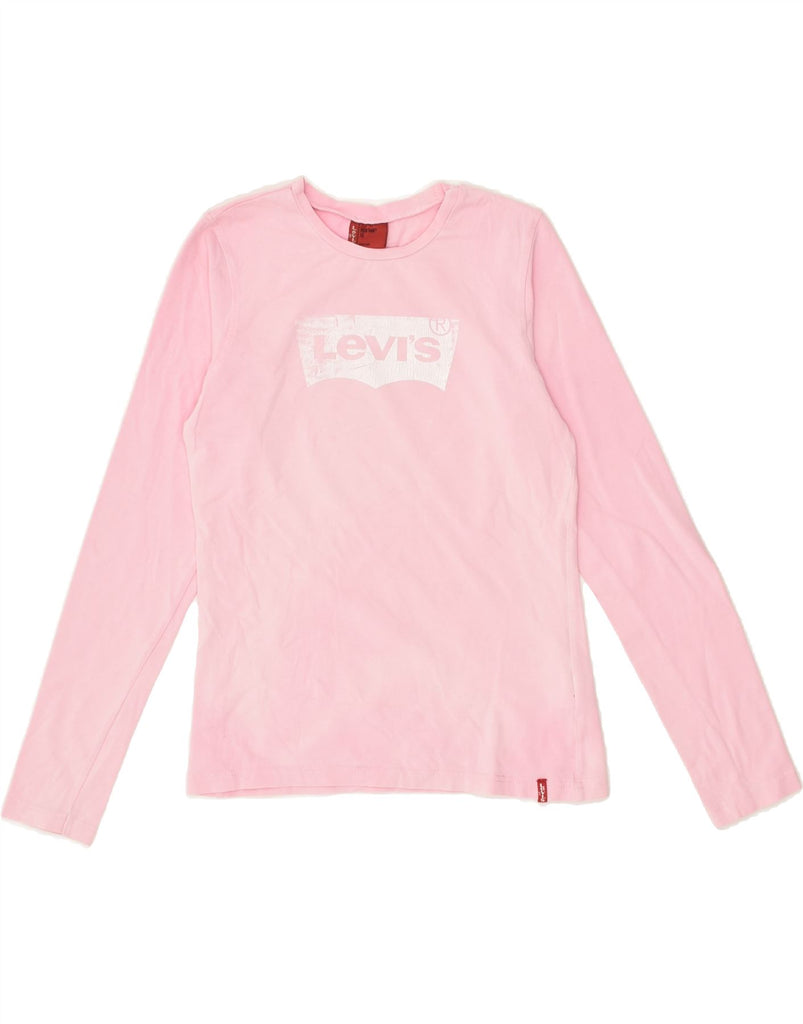 LEVI'S Girls Graphic Top Long Sleeve 11-12 Years Pink Cotton | Vintage Levi's | Thrift | Second-Hand Levi's | Used Clothing | Messina Hembry 