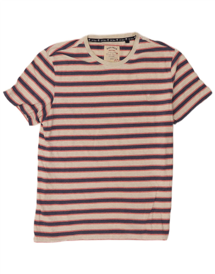 Fat Face Mens T-Shirt Top Large Grey Striped Cotton